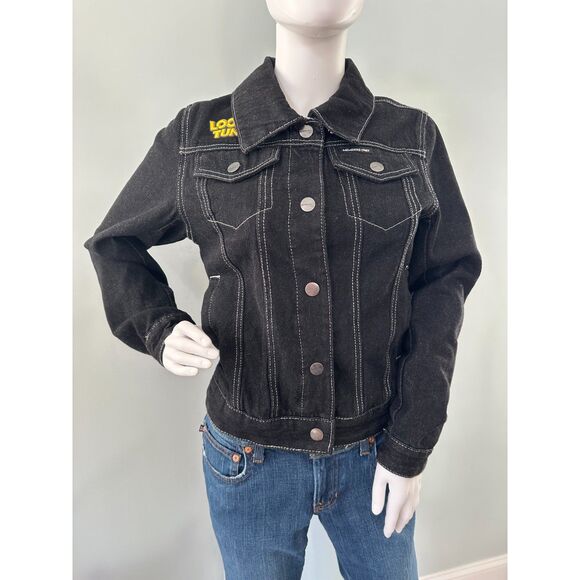 Members Only Looney Tunes Reversible Black Trucker Jacket Black Size Small - Picture 3 of 16